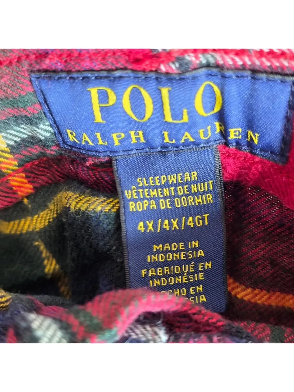 Polo Ralph Lauren Big Mens Soft Plaid Flannel Pajama Pants Plus Size 4X Red Blk